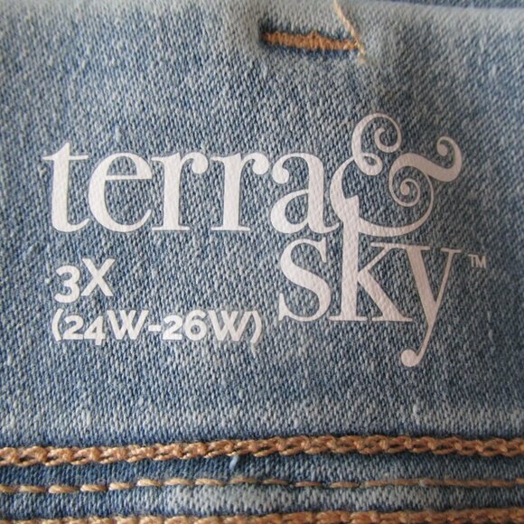TERRA & SKY WOMENS SZ 3X (24 W / 26 W) CAPRIS JEANS LIGHT BLUE WASH JEGGINGS NWT - Picture 6 of 10